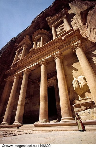 Fassade des Khasneh (´Treasury´) bei Petra. Jordanien