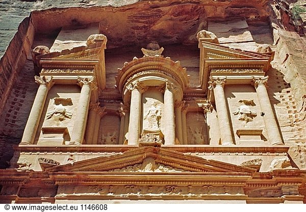 Fassadendetail des Khasneh (´Treasury´) bei Petra. Jordanien
