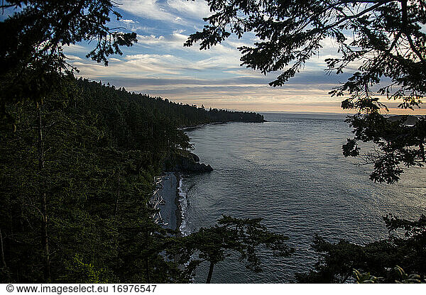 Fast water moves around Deception Pass State Park in Washington State.