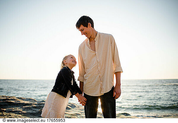 Father & Daughter Holding Hands on Beach in San Diego