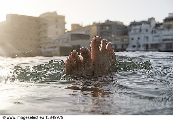 Feet selfie in the sea