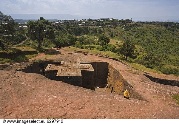 Felsbrocken , Kirche , wetten , sinken , Afrika , Äthiopien