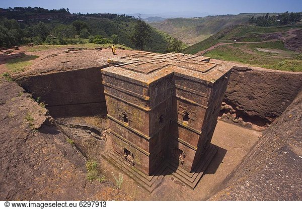 Felsbrocken Kirche wetten sinken Afrika Äthiopien