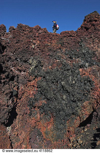 Felsen am Vulkan Piton de la Fournaise  Insel La Reunion  Frankreich  Afrika