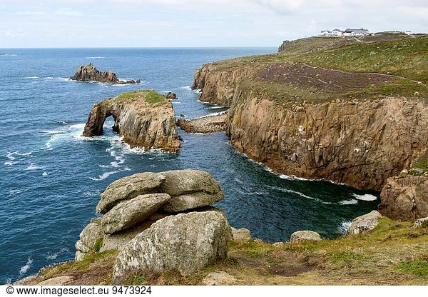 Felsen Landschaft Steilküste Insel Cornwall Ende steil