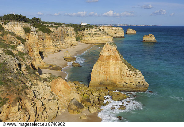 Felsen  Ozean  Küste  Atlantischer Ozean  Atlantik  Algarve  Portugal
