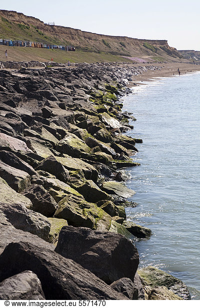 Felsen schützen die Klippen vor Erosion  Barton on Sea  Hampshire  England  Großbritannien  Europa