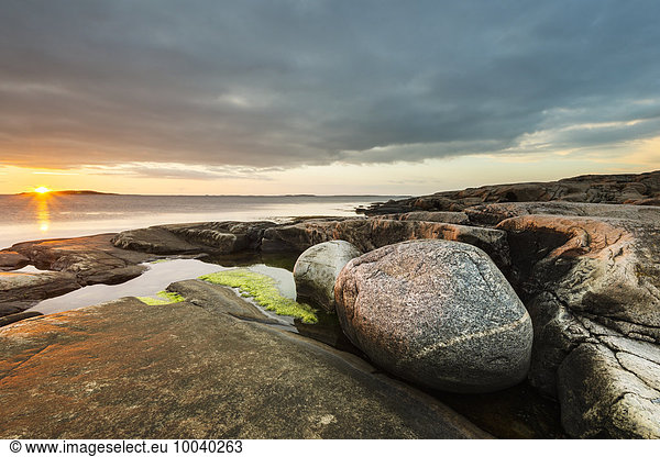 Felsen Strand Sonnenuntergang