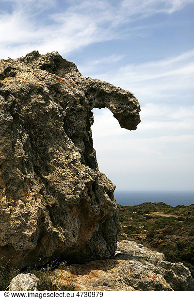 Felsformation am Cap de Creus Ausläufer der Pyrenäen Katalonien Spanien Europa