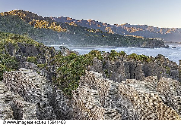 Felsformationen der Pancake Rocks  Paparoa Nationalpark  Punakaiki  Runanga  West Coast  Neuseeland  Ozeanien