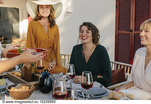 Female friends having meal