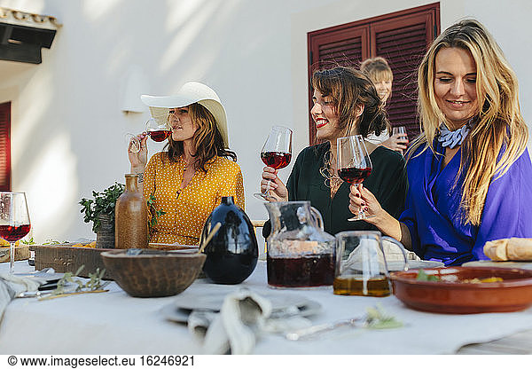 Female friends having meal
