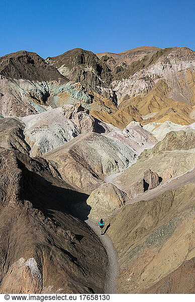 Female Hiking at Artist Palette in Death Valley National Park