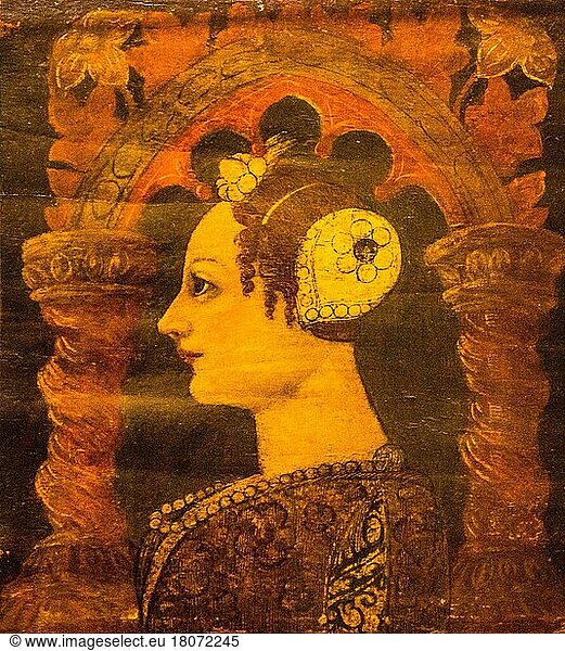 Female portrait  Bonifacio Bembo  c. 1460  Palazzo Duccale  Royal Palace  Castle San Giorgio  Mantua  Lombardy  Italy  Mantua  Lombardy  Italy  Europe