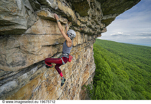 Female Traditional Rock Climbing Gunks NY USA