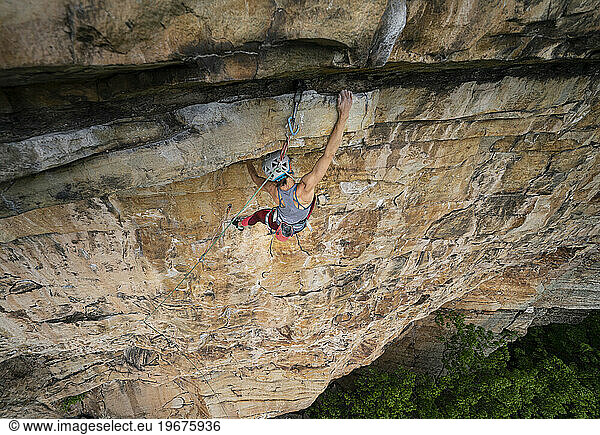 Female Traditional Rock Climbing Gunks NY USA