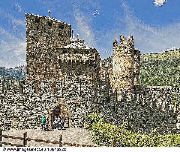 Fenis  Valle d'Aosta  Italy. The medieval Fenis Castle. Documents relating to the castle go back as far as 1242.