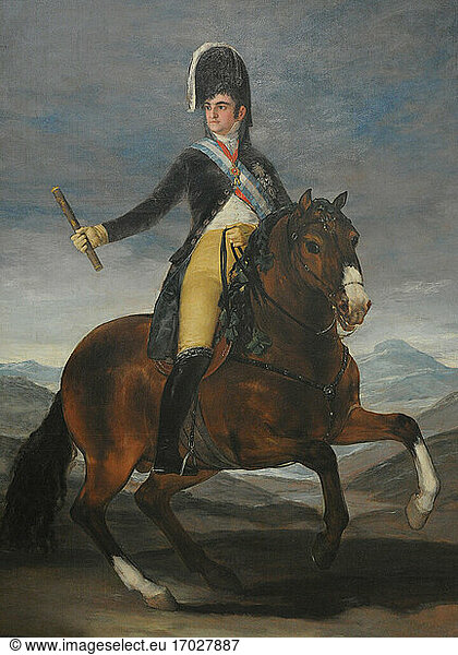 Ferdinand VII (1784-1833). King of Spain (1808-1833). Equestrian portrait of Ferdinand VII  1808. By Francisco de Goya y Lucientes (1746-1828). San Fernando Royal Academy of Fine Arts. Madrid. Spain.