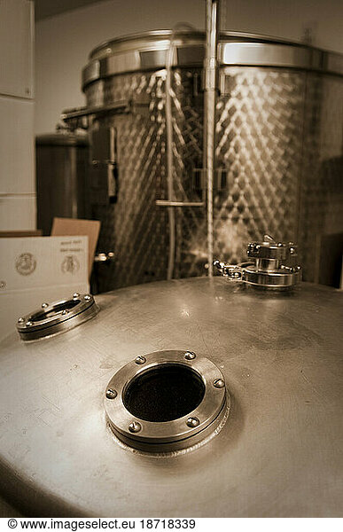 Fermentation tanks store Mead that is aging into a fine honey wine.