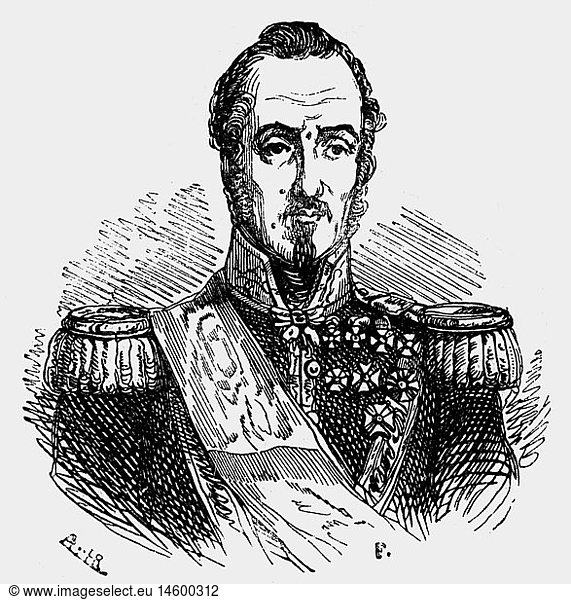 Fernandez-Espartero y Alvarez de Toro  Joaquin Baldomero  27.2.1793 - 8.1.1879  span. General und Politiker  Regent von Spanien 8.5.1841 - 22.7.1843  Portrait  Xylografie nach Zeichung von Arth  19. Jahrhundert