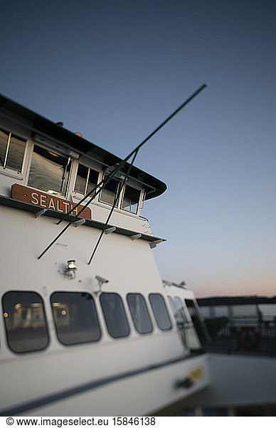 Ferry Boat at Sunset in the San Juan Islands in Washington State