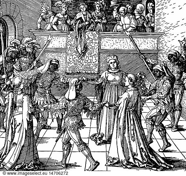festival  ball of the patricians  woodcut by Albrecht DÃ¼rer  circa 1516