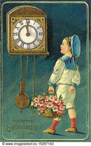 festivities  New Year  'Herzlichen Glueckwunsch zum Neuen Jahr'  New Year's card  Germany  1911