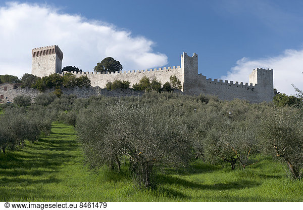 Festungsmauer mit Türmen  Castello del Leone  1247  Castiglione del Lago  Umbrien  Italien