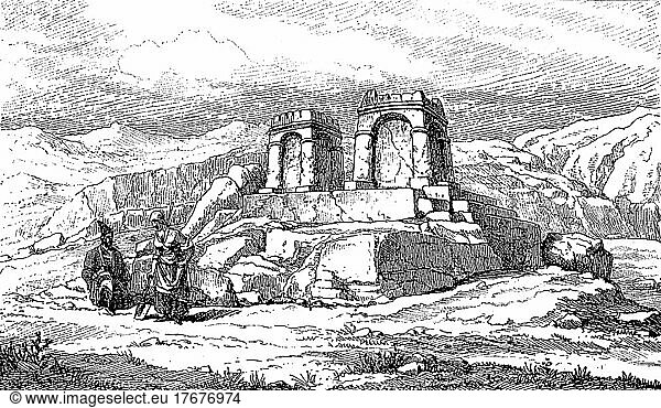 Feueraltar in der Nähe von Persepolis  Persien  Iran  Historisch  digital restaurierte Reproduktion von einer Vorlage aus dem 19. Jahrhundert  genaues Datum unbekannt