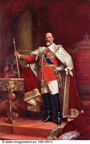 Fildes Sir Samuel Luke - Edward VII. im Krönungsornat - Britische Schule - 19. Jahrhundert.
