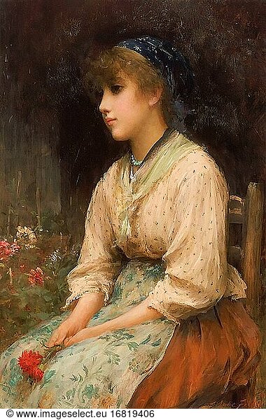 Fildes Sir Samuel Luke - ein venezianisches Blumenmädchen - Britische Schule - 19. Jahrhundert.