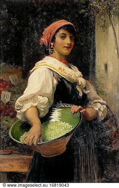 Fildes Sir Samuel Luke - ein venezianisches Marktmädchen - Britische Schule - 19. Jahrhundert.