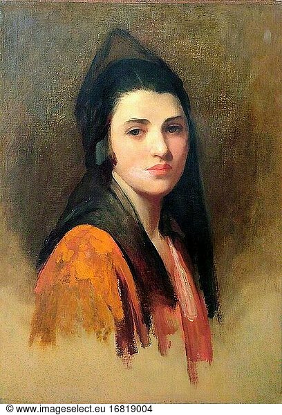 Fildes Sir Samuel Luke - Porträt einer jungen Frau - Britische Schule - 19. Jahrhundert.