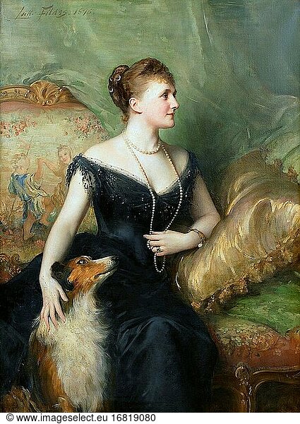 Fildes Sir Samuel Luke - Porträt von Mrs Arthur James - Britische Schule - 19. Jahrhundert.