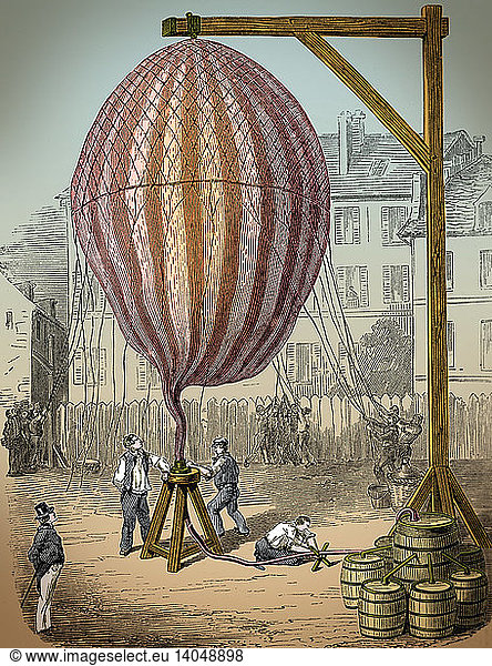 Filling Hydrogen Balloon  1783