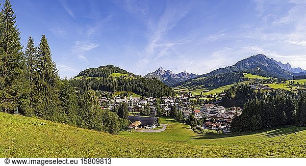 Filzmoos with mountain peak Bischofsmütze  Pongau  Province of Salzburg  Austria  Europe