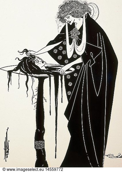 fine arts  Beardsley  Aubrey (1872 - 1898)  print  illustration for the play 'Salome' by Oscar Wilde  England  circa 1895