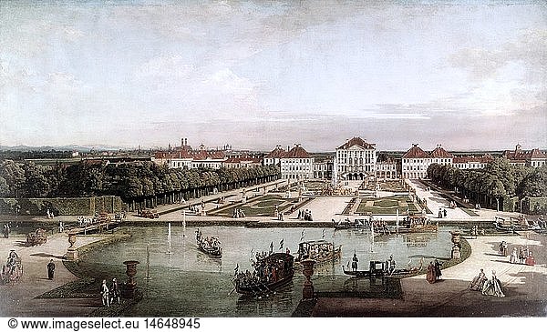 fine arts  Bellotto  Bernardo  called Canaletto (1721 - 1780)  painting  'Nymphenburg Palace from the park side'  oil on canvas  1761  Munich Residence