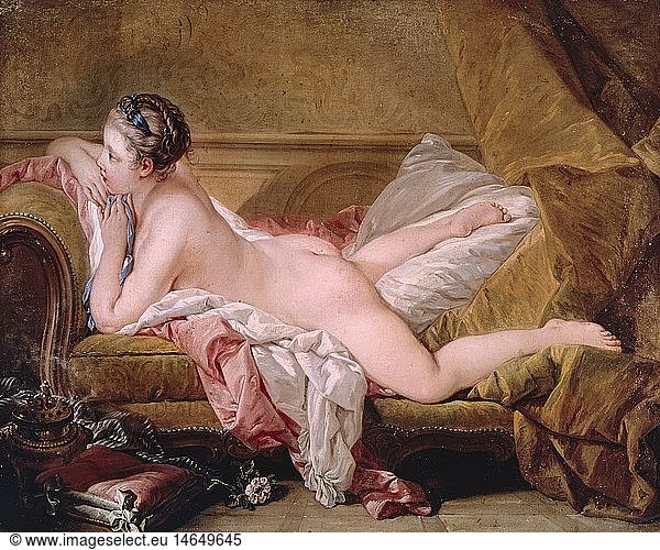 fine arts  Boucher  Francois  (1703 - 1770)  paiting  'girl reclining (Louise O` Murphy)'  1752  oil on canvas  59 cm x 73 cm  Old Pinakothek  Munich  Germany