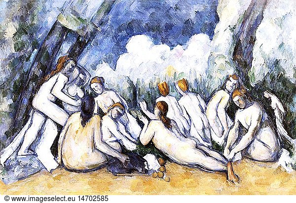 fine arts  Cezanne  Paul  (1839 - 1906)  painting  'Les Grandes Baigneuses'  ('Bathers')  1894 - 1905  oil on canvas  127 cm x 196 cm  National Gallery  London