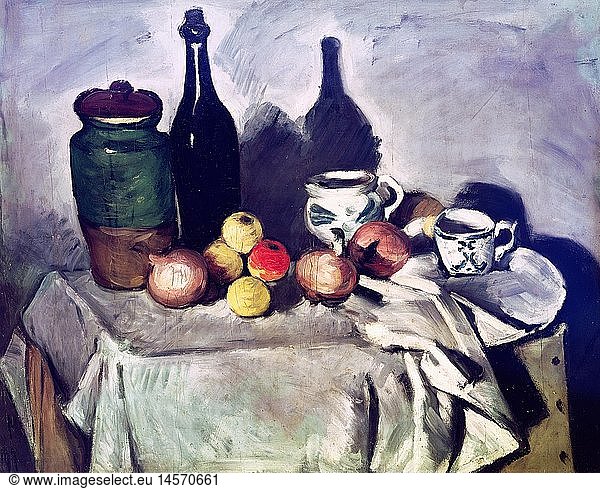 fine arts  Cezanne  Paul  (19.1.1893 - 22.10.1906)  painting  'Still Life with Fruits and Dishes'  around 1869 - 1871