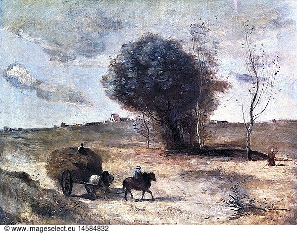 fine arts  Corot  Jean-Baptiste Camille  (1796 - 1875)  painting  'the little carriage in the dunes'  circa 1865  oil on canvas  Art Gallery  Mannheim