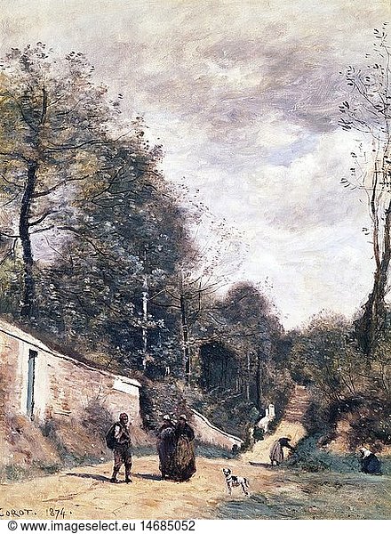 fine arts  Corot  Jean-Baptiste Camille  (1796 - 1875)  painting  'the road in Avray'  1874  Gilbenkian Collection
