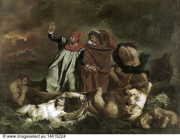 fine arts  Delacroix  Eugene (1798 - 1863)  painting  'The Barque of Dante'  1822  oil on canvas  Louvre  Paris