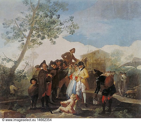 fine arts  Goya y Lucientes  Francisco de  (1746 - 1828)  painting  'blind man playing the guitar'  1778  oil on canvas  Prado  Madrid