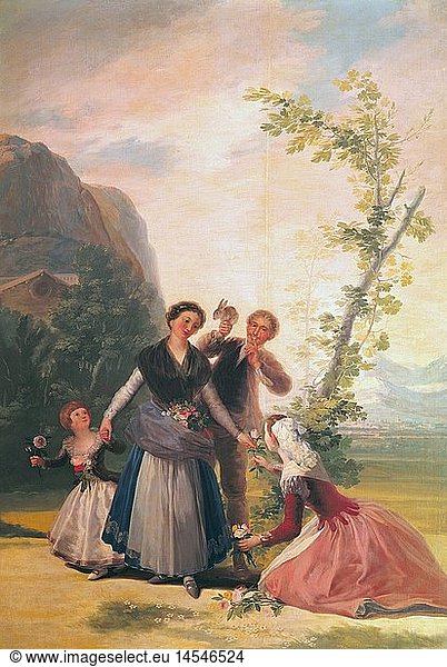 fine arts  Goya y Lucientes  Francisco de  (1746 - 1828)  painting  'La Primavera o Las Floreras'  ('springtime or the florists')  1786  oil on canvas  Prado  Madrid