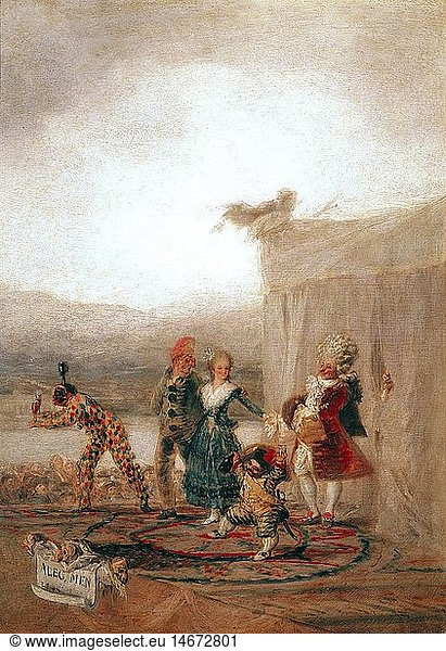 fine arts  Goya y Lucientes  Francisco de  (1746 - 1828)  painting  'Los Comicos Ambulantes'  ('the travelling comedians')  1793  oil on canvas  42 cm x 32 cm  Prado  Madrid