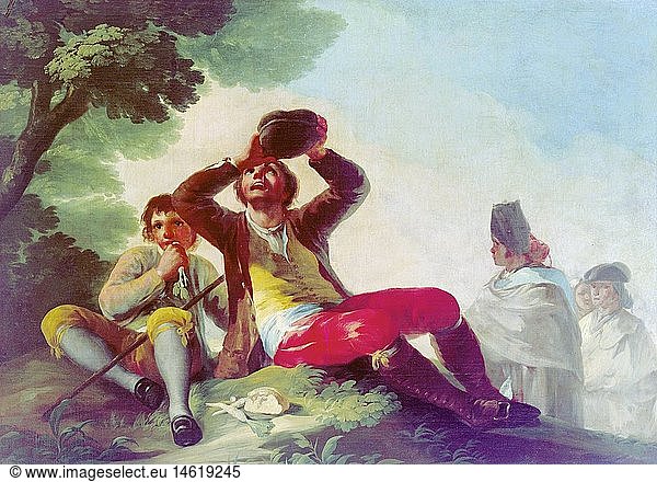 fine arts  Goya y Lucientes  Francisco de  (1746 - 1828)  painting  'the drinker'  Prado  Madrid
