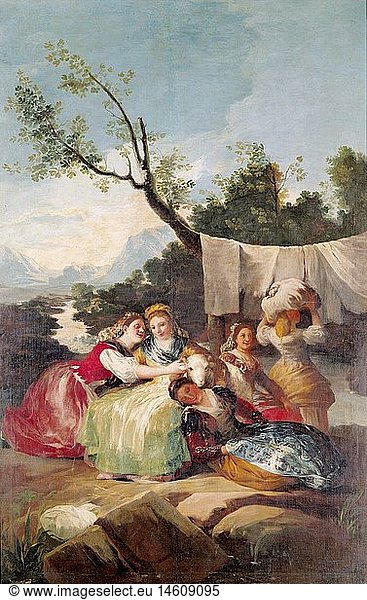 fine arts  Goya y Lucientes  Francisco de  (1746 - 1828)  painting  'the laundresses'  circa 1779  oil on canvas  86 5 cm x 59 cm  Oskar Reinhart collection  Winterthur