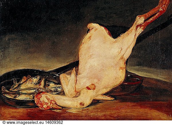 fine arts  Goya y Lucientes  Francisco de  (1746 - 1828)  painting  'the plucked turkey'  1810 / 1823  oil on canvas  44 8 cm x 62 4 cm  New Pinakothek  Munich
